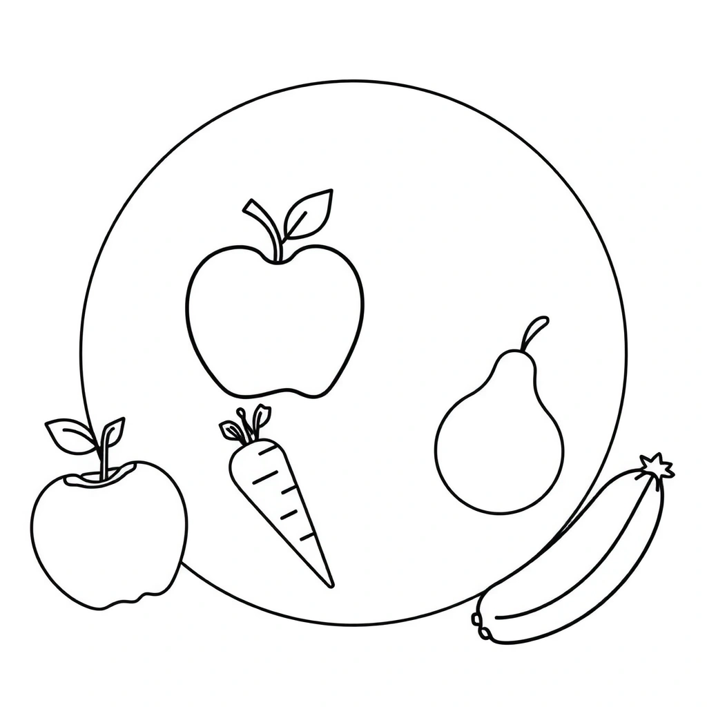 Szablony do druku: talerzyk i kształty owoców/warzyw - Szablony - Zdrowe Jedzenie