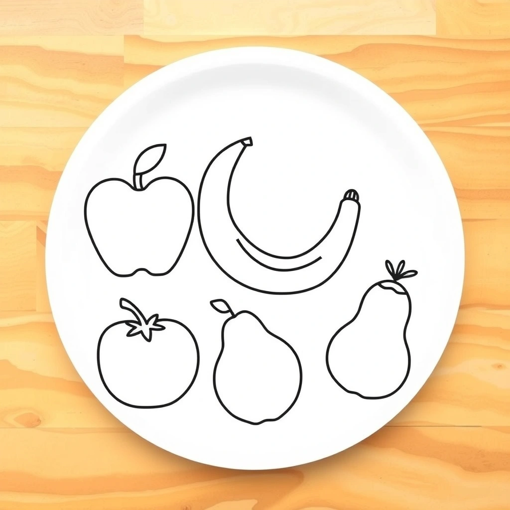 Szablony do druku: talerzyk i kształty owoców/warzyw - Szablony - Zdrowe Jedzenie