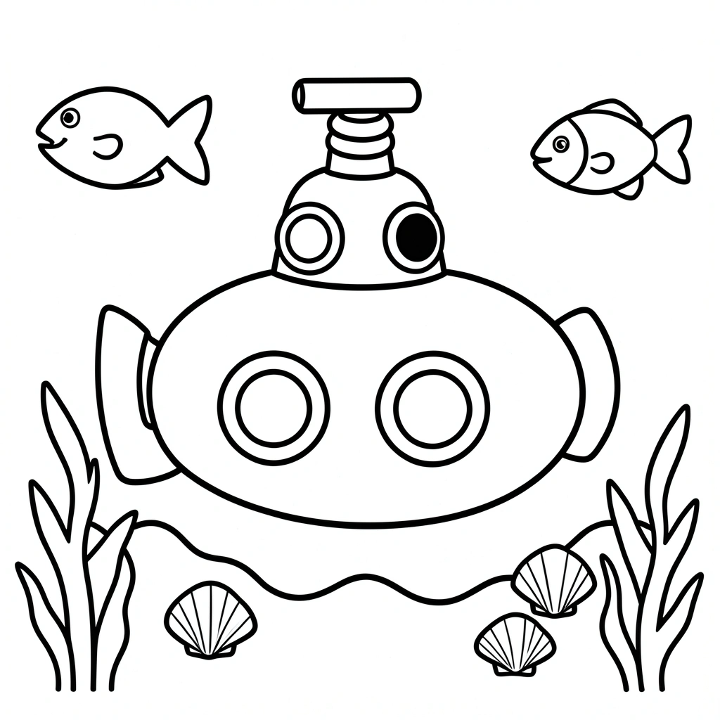 Kolorowanka: Łódź podwodna - Kolorowanki - Dzień Łodzi Podwodnej