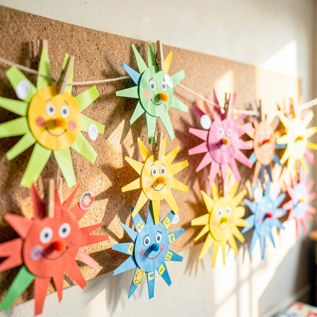 Wystawka gotowych słoneczek na sznurku - Materiały - Dzień Szczęścia