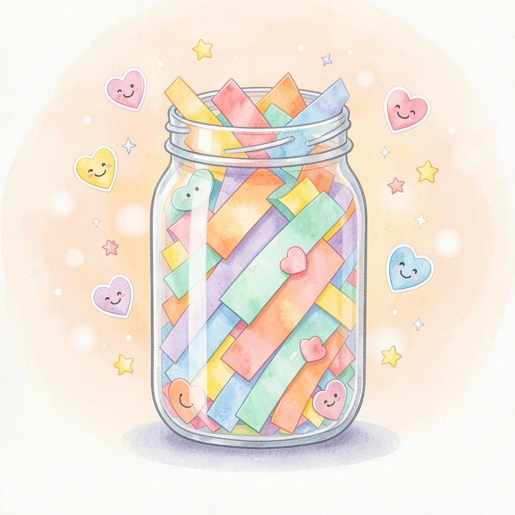 Słoik Szczęścia — dekoracyjna etykieta - Materiały - Dzień Szczęścia