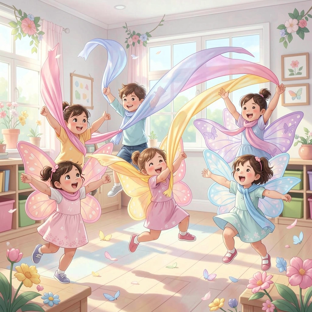 Motylki i wiatr — chusteczki w ruchu - Materiały - Pierwszy Dzień Wiosny