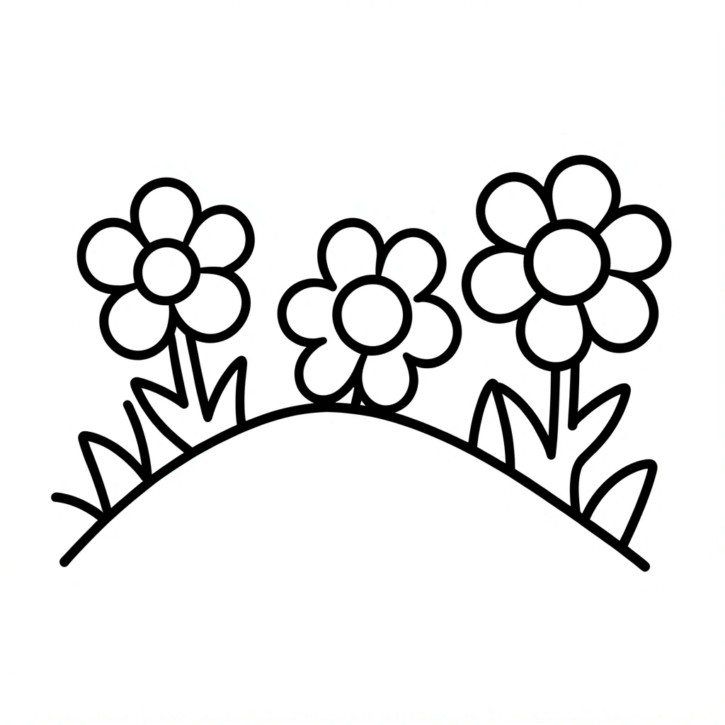 Kolorowanka palcami: Trawa i kwiaty - Kolorowanki - Pierwszy Dzień Wiosny