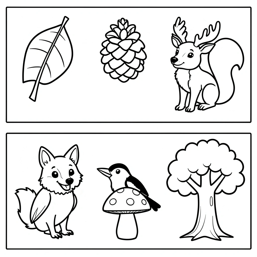 Kolorowanki — Leśne słówka - Kolorowanki - Dzień Lasu