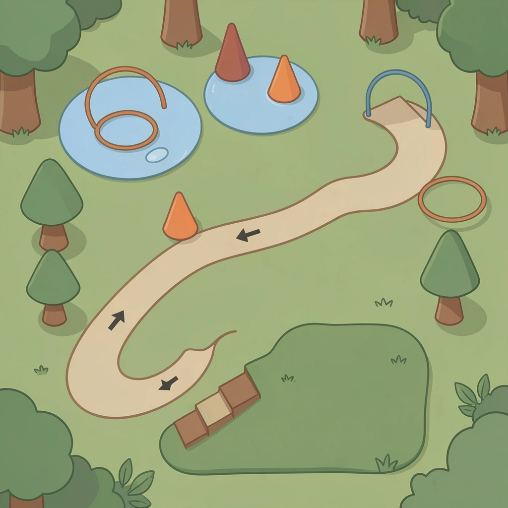 Mapa toru przeszkód — Ścieżka przez las - Szablony - Dzień Lasu