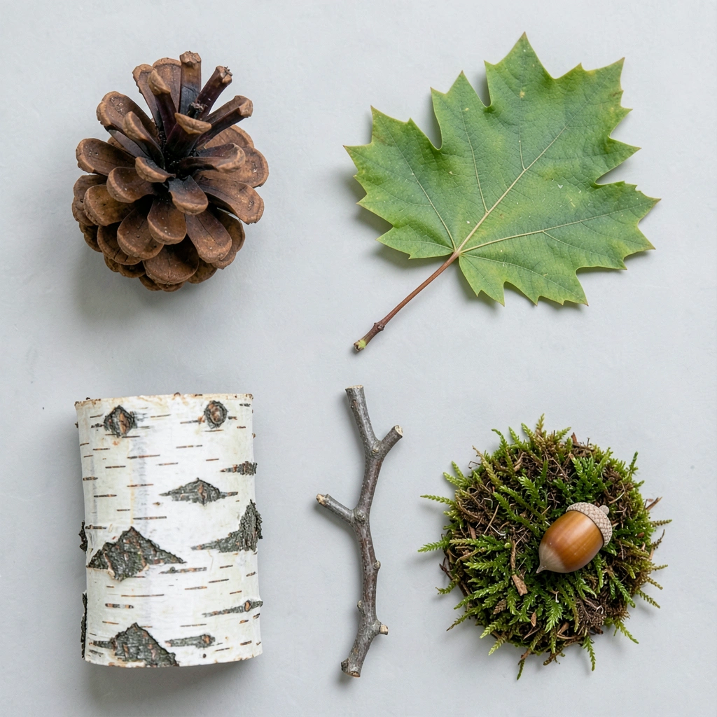 Fotografie naturalnych przedmiotów do kolażu - Materiały - Dzień Lasu