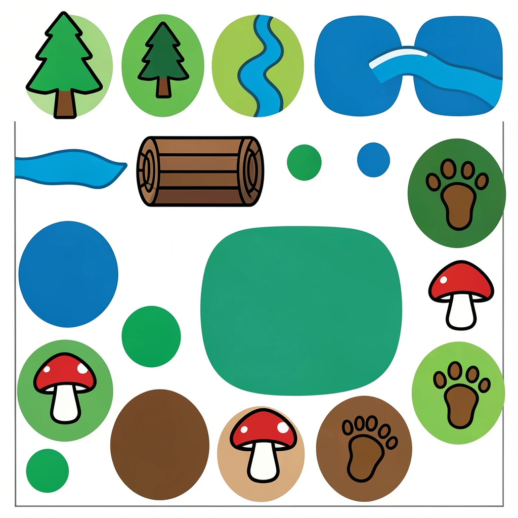 Znaczniki i plansza Leśnego toru ruchu - Szablony - Dzień Lasu