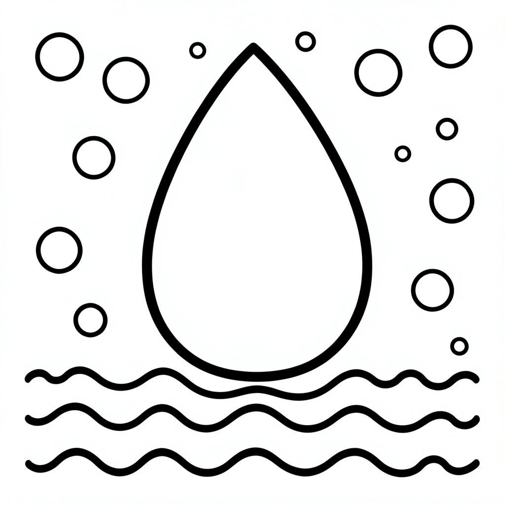 Kolorowanka: kontury kropli i fal - Kolorowanki - Dzień Wody