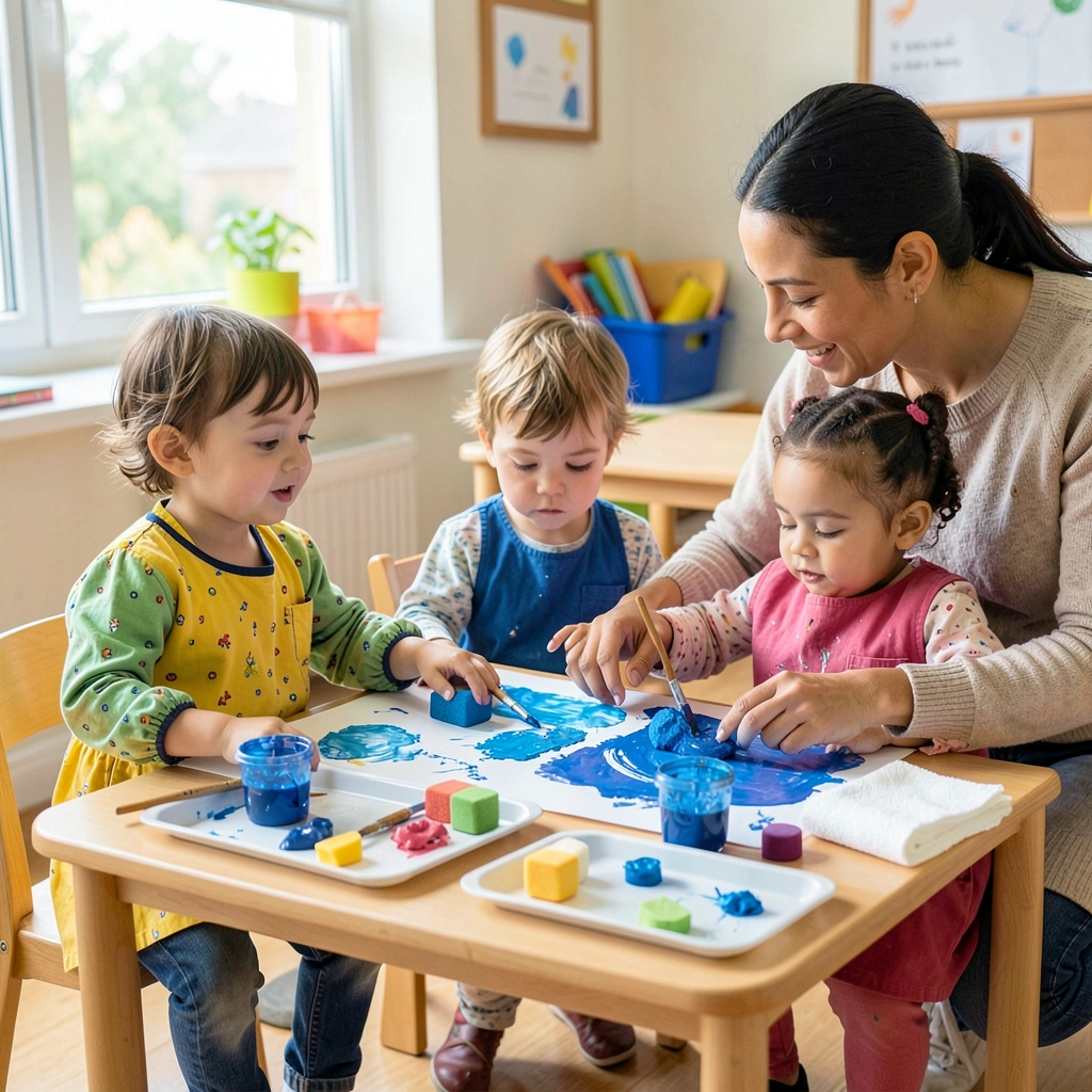 Scena z zajęć: dzieci malują fale - Materiały - Dzień Wody