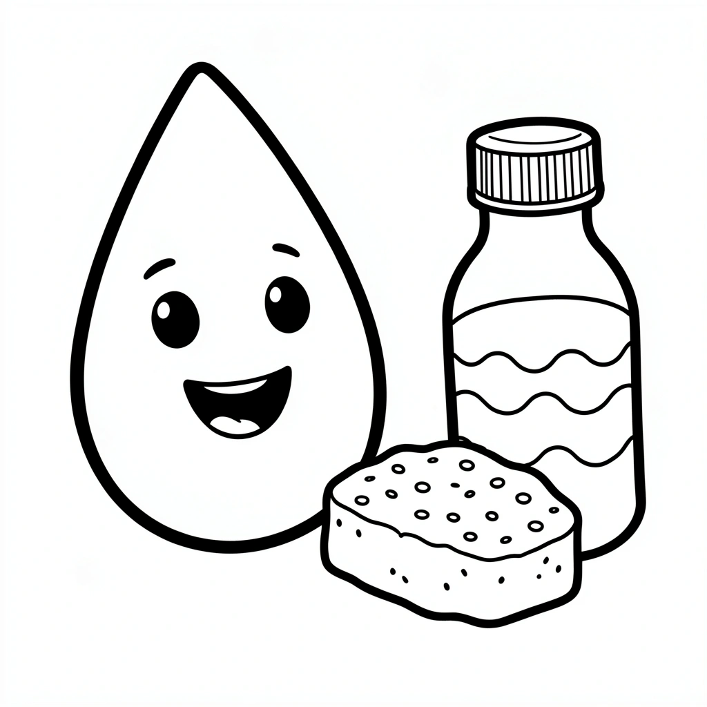 Kolorowanka: kropla i zabawki wodne - Kolorowanki - Dzień Wody