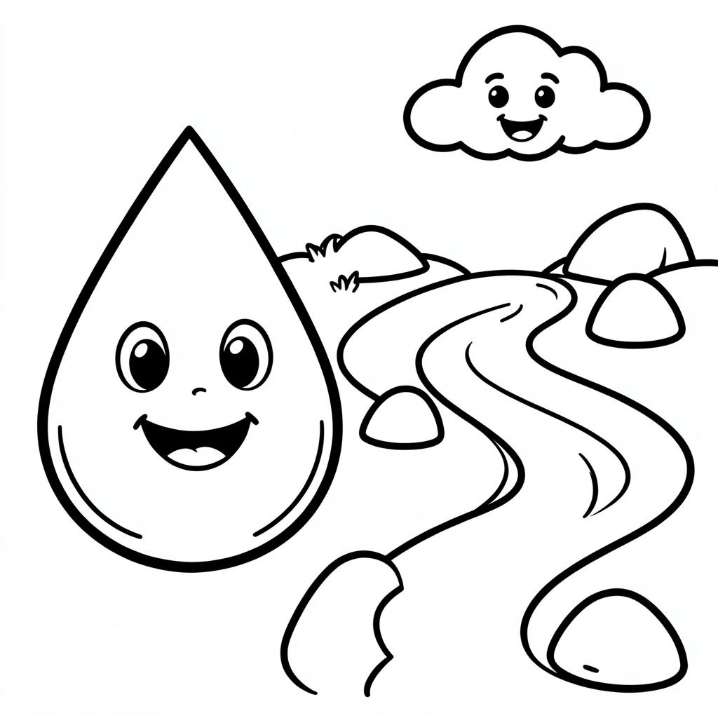 Kolorowanka: kropla i rzeka - Kolorowanki - Dzień Wody