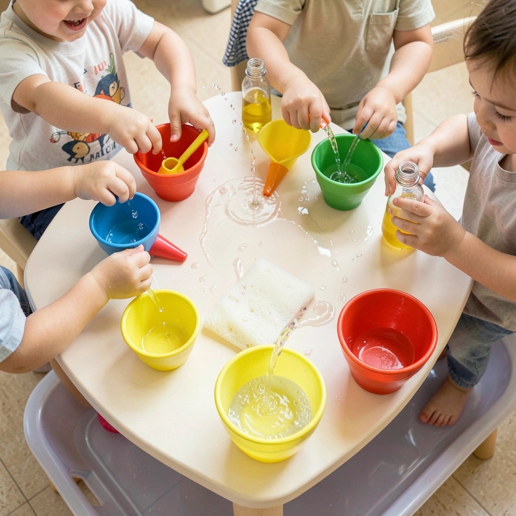 Ilustracja: Stanowisko 'Nalewanie i przelewanie' - Materiały - Dzień Wody