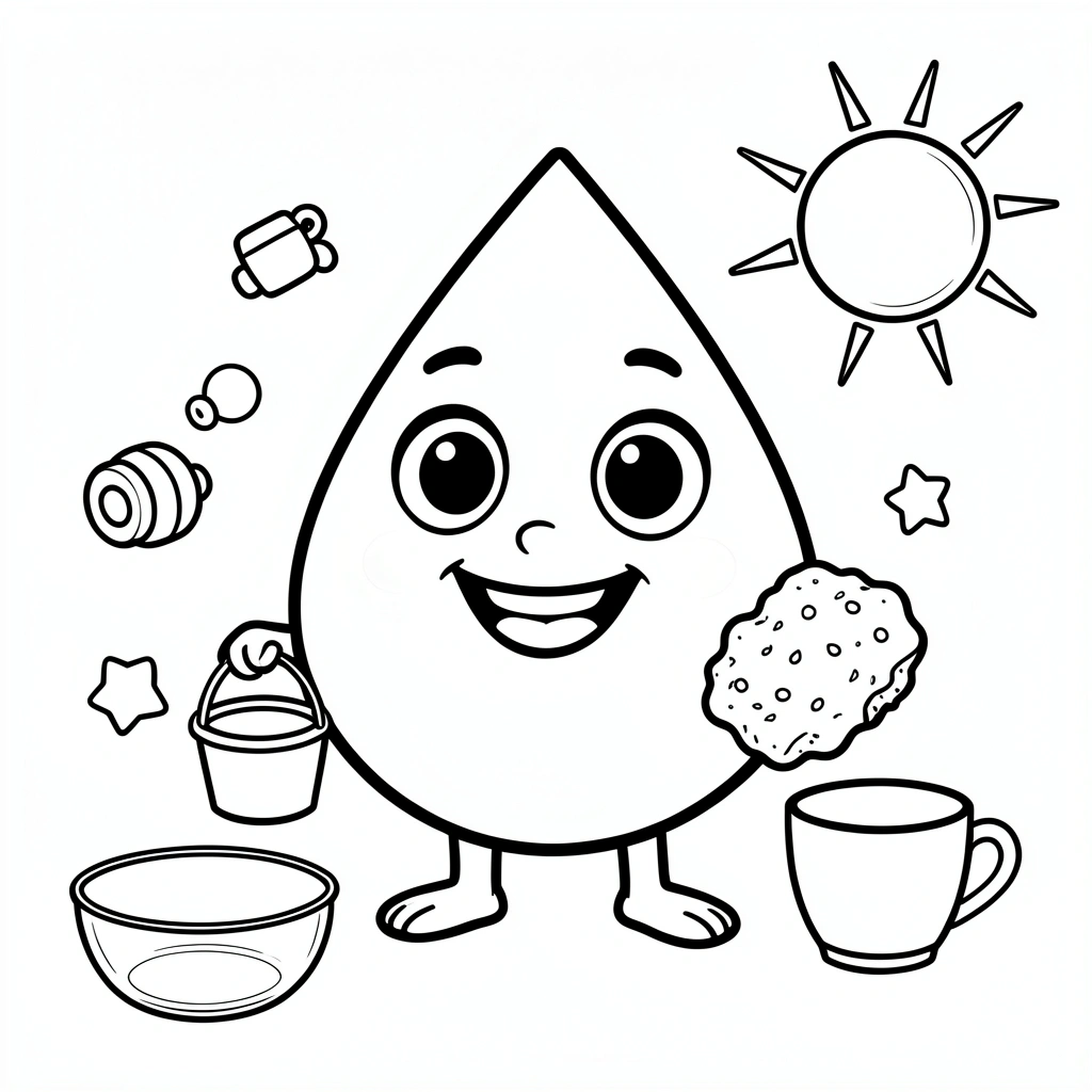 Kolorowanka: Kropla Wody — maskotka - Kolorowanki - Dzień Wody