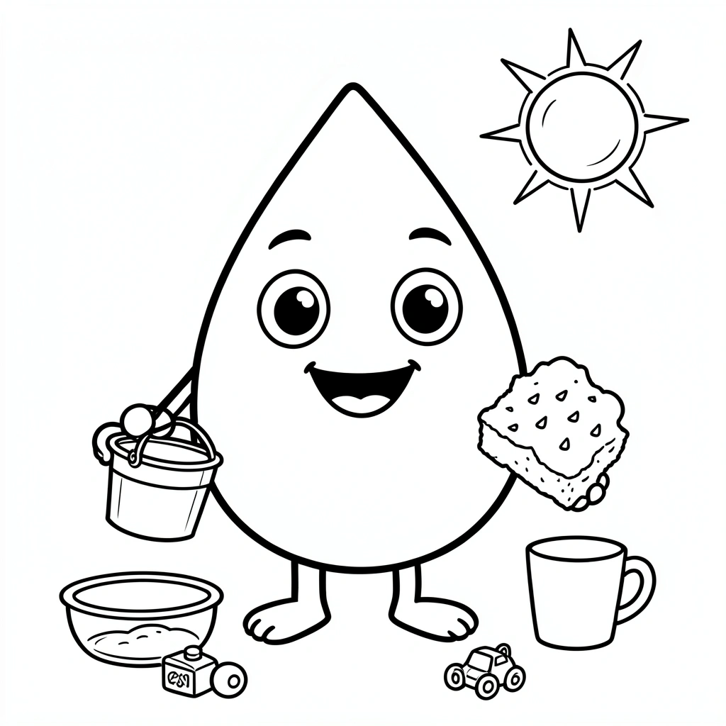 Kolorowanka: Kropla Wody — maskotka - Kolorowanki - Dzień Wody