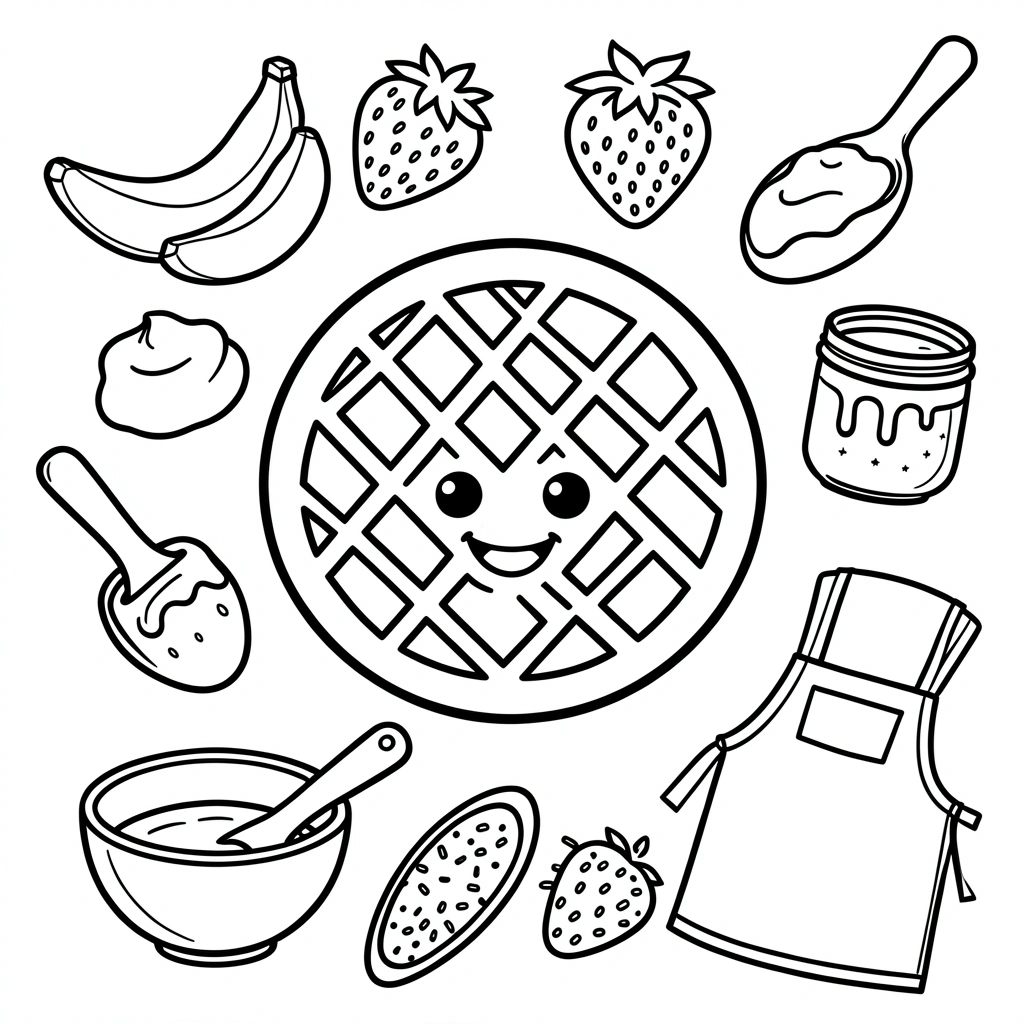 Kolorowanka: Gofry i dodatki - Kolorowanki - Dzień Gofra