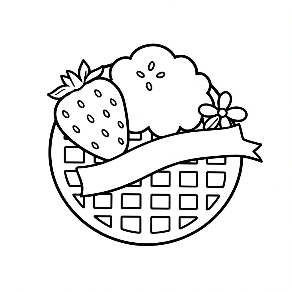 Kolorowanka — gofr z dodatkami (linie grube) - Kolorowanki - Dzień Gofra