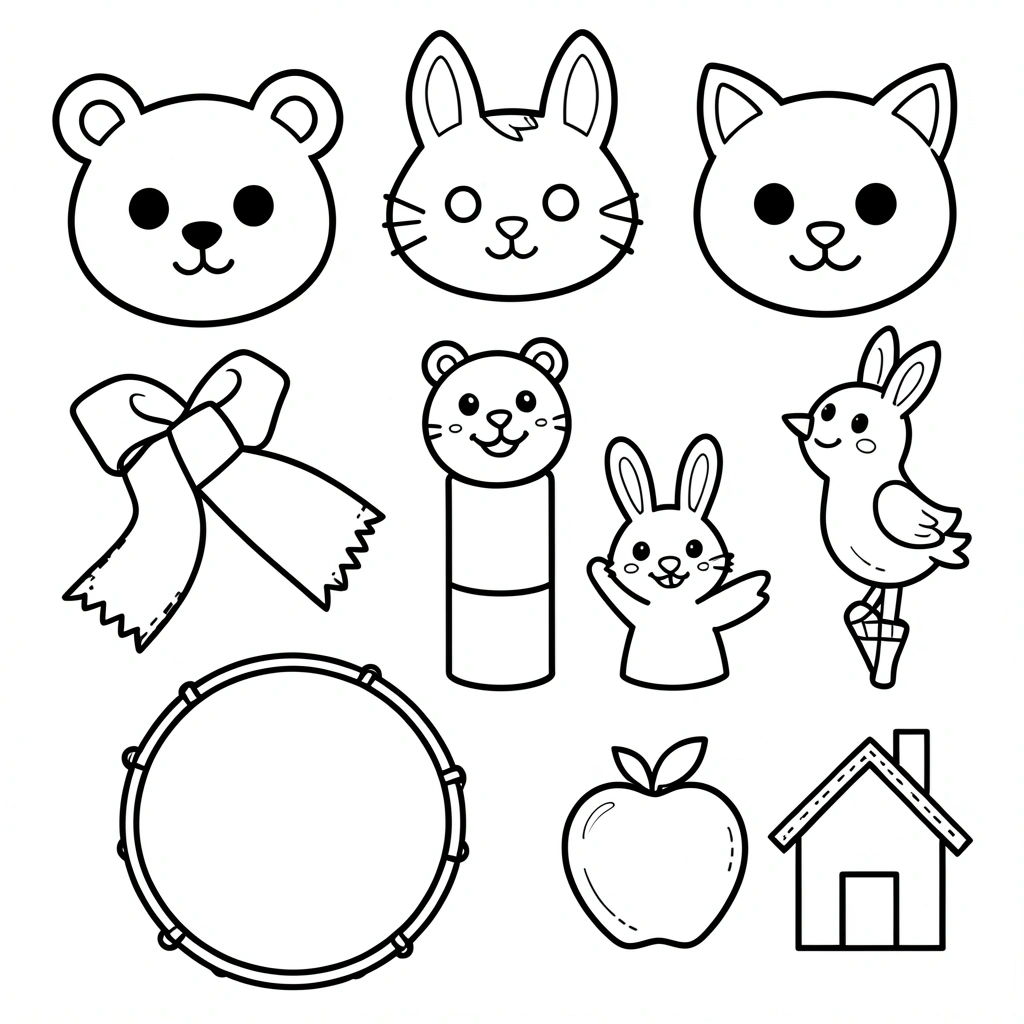 Kolorowanka - maski i kukiełki - Kolorowanki - Dzień Teatru