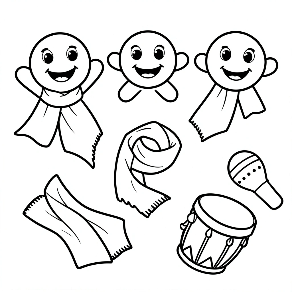 Kolorowanka — pacynki i chustki - Kolorowanki - Dzień Teatru