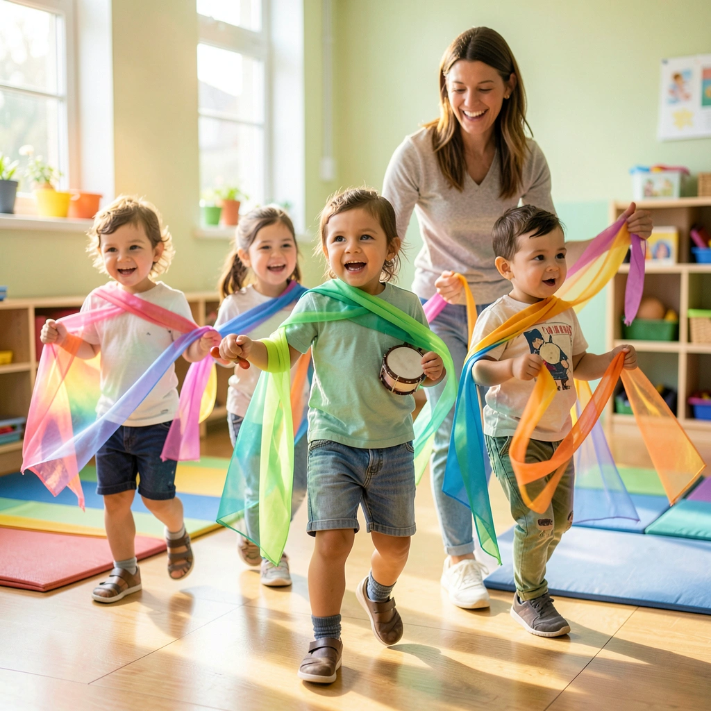 Marsz muzyczny — dzieci z chustkami - Materiały - Dzień Teatru
