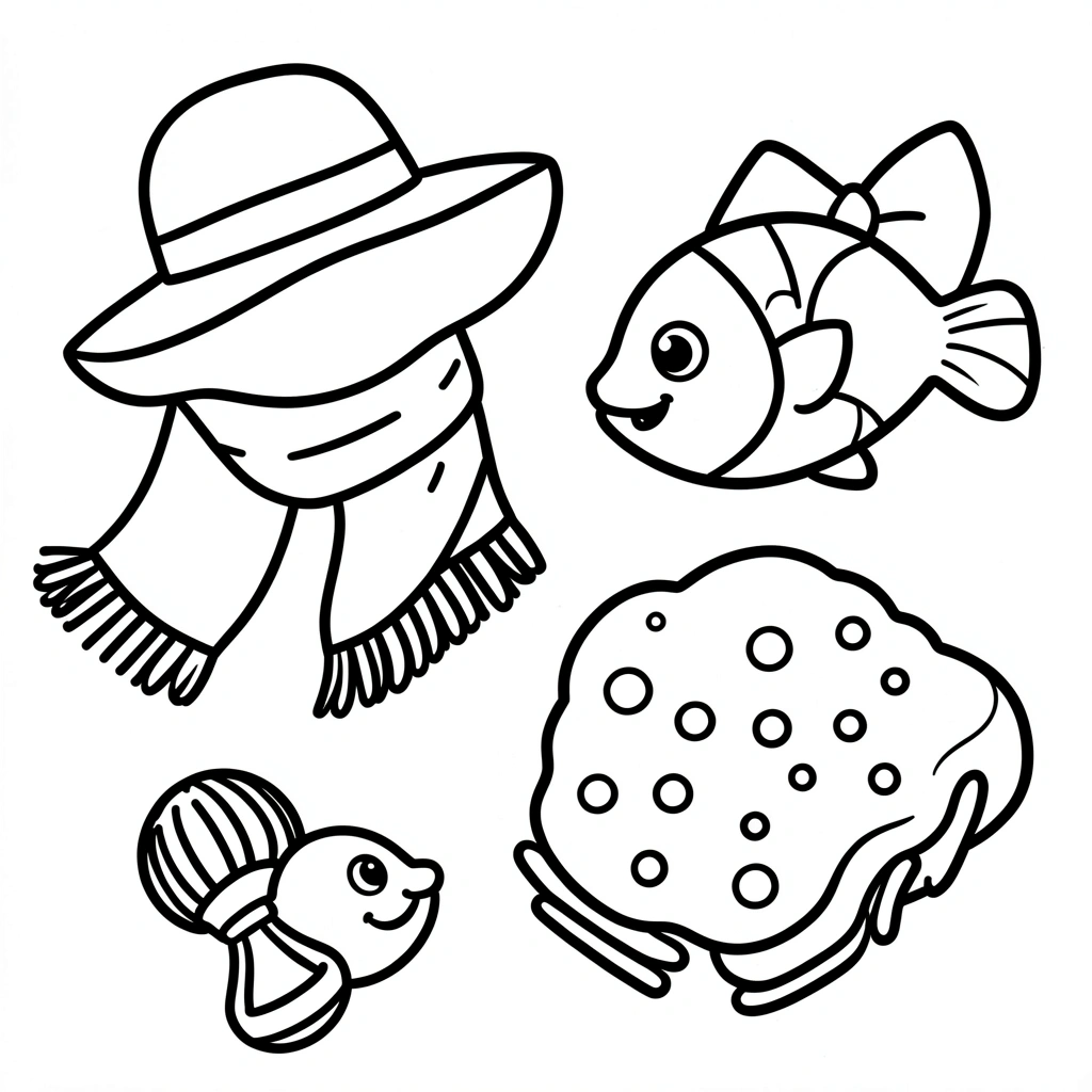 Kolorowanka: Kapelusz Prima Aprilis i skarby zabawy - Kolorowanki - Prima Aprilis