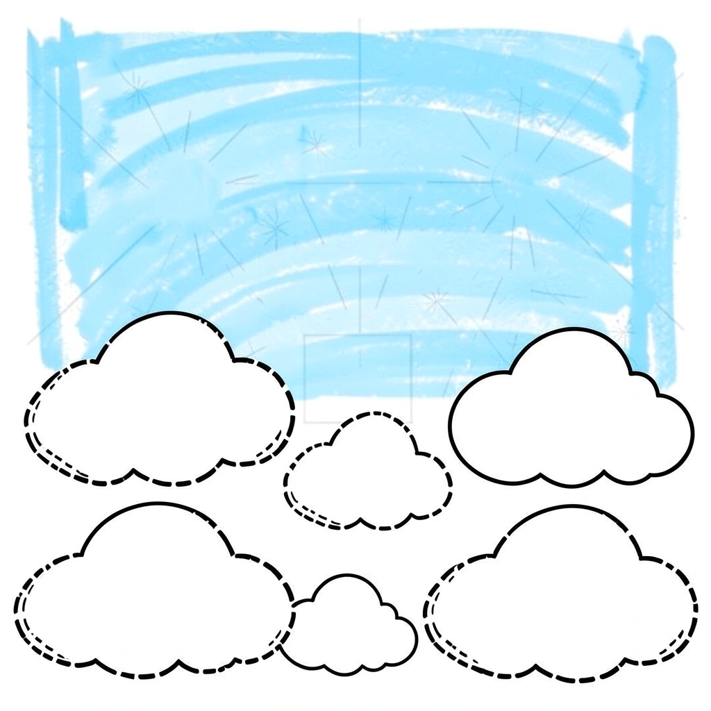 Karta do malowania palcami — Chmurki - Kolorowanki - Dzień Tęczy
