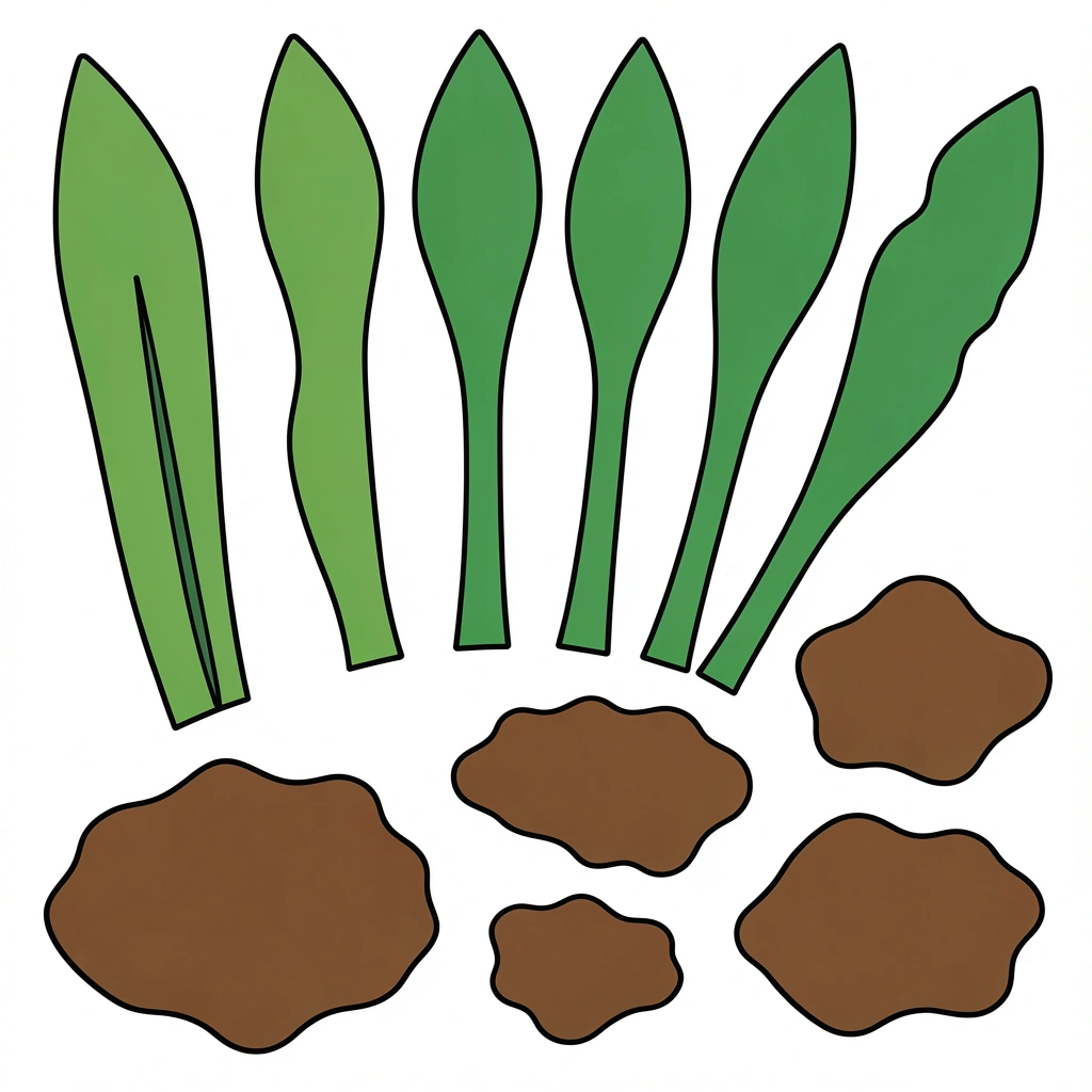 Elementy do wycięcia — listki i ziemia - Szablony - Dzień Marchewki