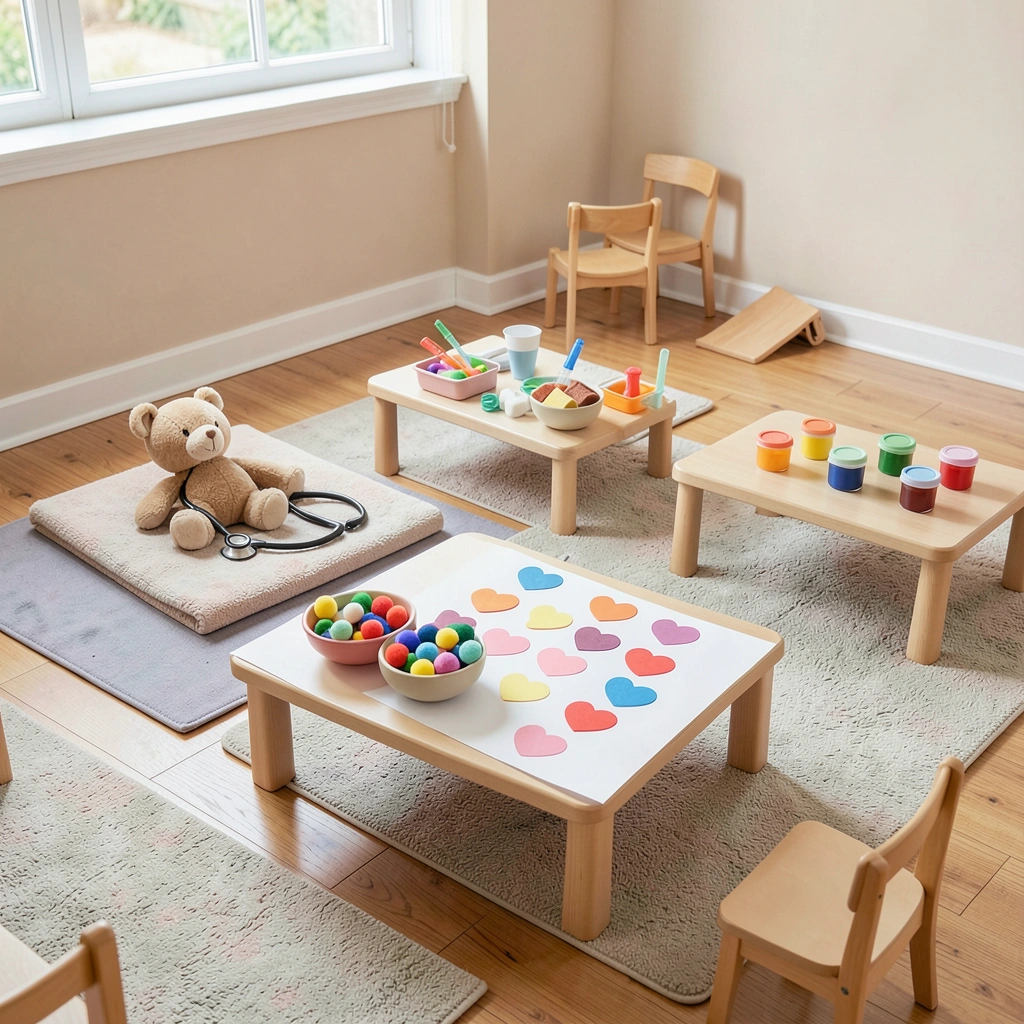 Aranżacja sali — przygotowane stacje - Szablony - Dzień Służby Zdrowia