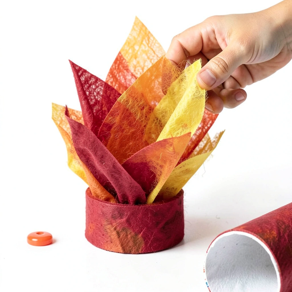 Ilustracja elementu sensorycznego: płomień z bibuły/waty - Materiały - Dzień Lotnictwa i Kosmonautyki