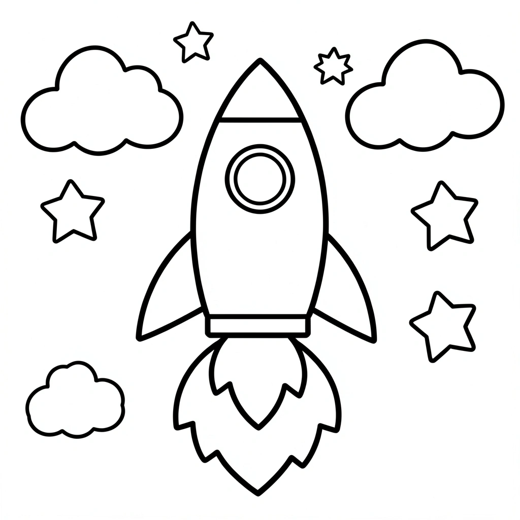 Kolorowanka: prosta rakieta - Kolorowanki - Dzień Lotnictwa i Kosmonautyki