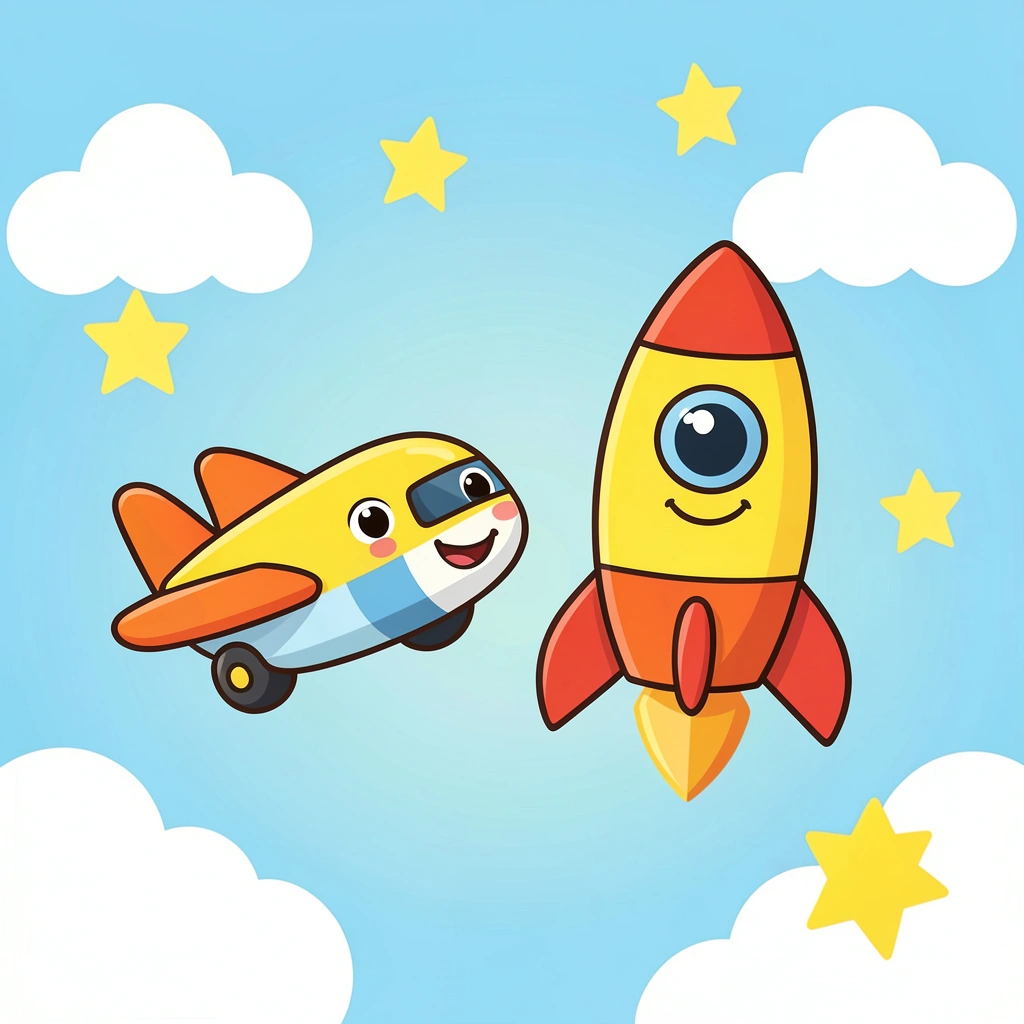 Obrazek do powitania: samolot i rakieta - Materiały - Dzień Lotnictwa i Kosmonautyki