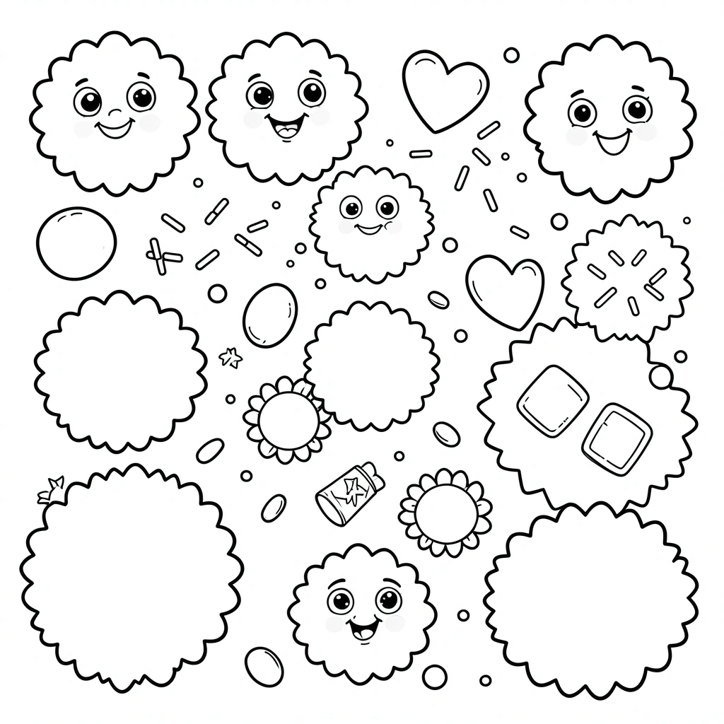 Kolorowanka: kształty pralinek i papilotek - Kolorowanki - Dzień Czekolady