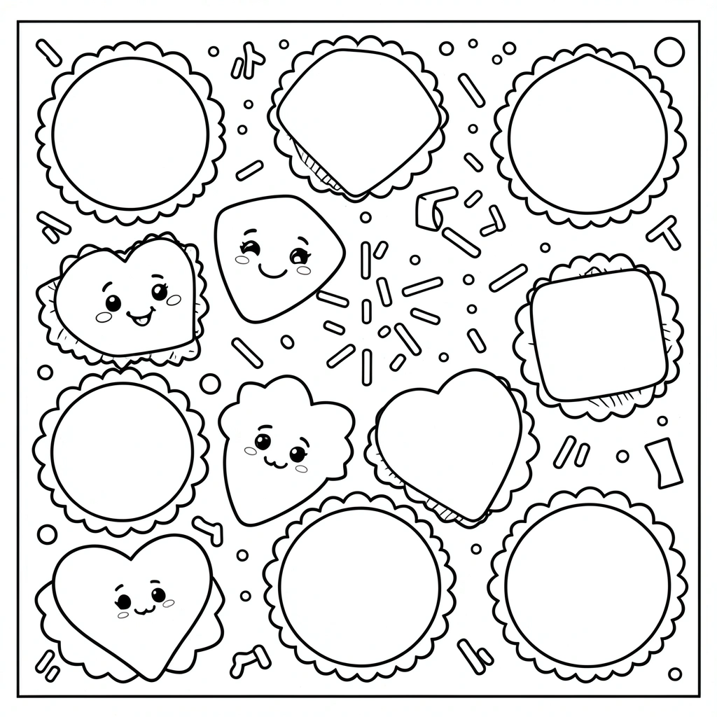 Kolorowanka: kształty pralinek i papilotek - Kolorowanki - Dzień Czekolady