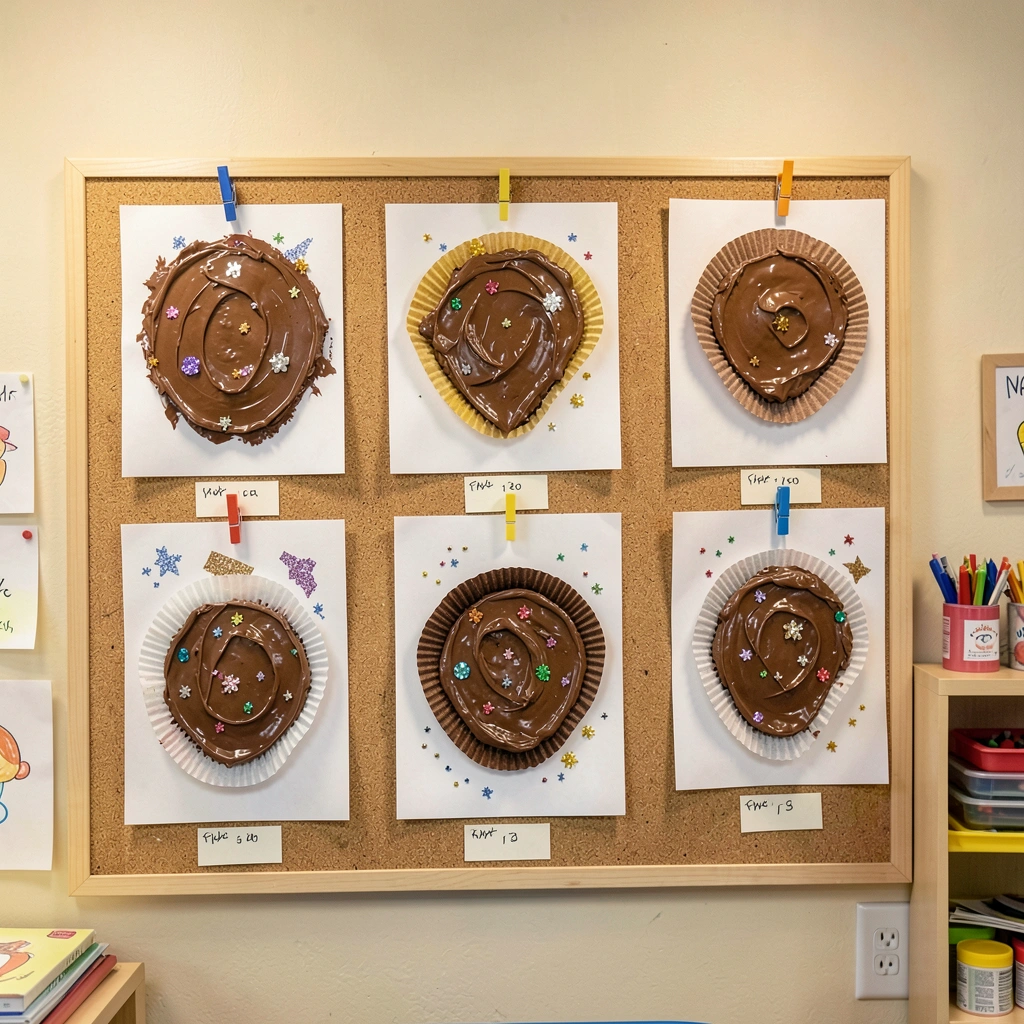 Tablica z pracami — galeria klasowa - Materiały - Dzień Czekolady