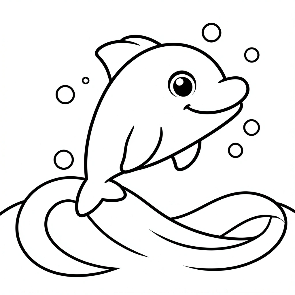 Kolorowanka — wesoły delfin - Kolorowanki - Dzień Delfina