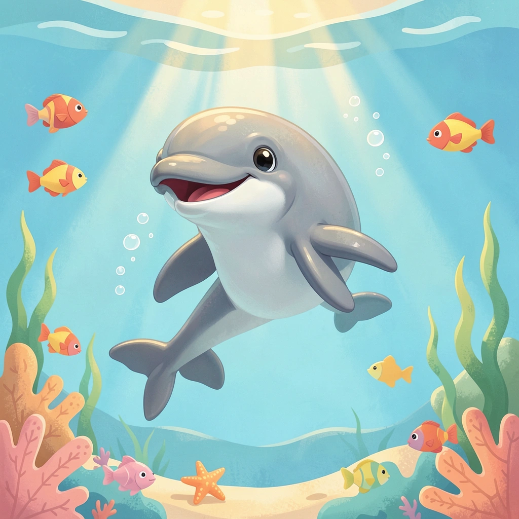 Plakat dekoracyjny — podwodny świat z delfinem - Materiały - Dzień Delfina