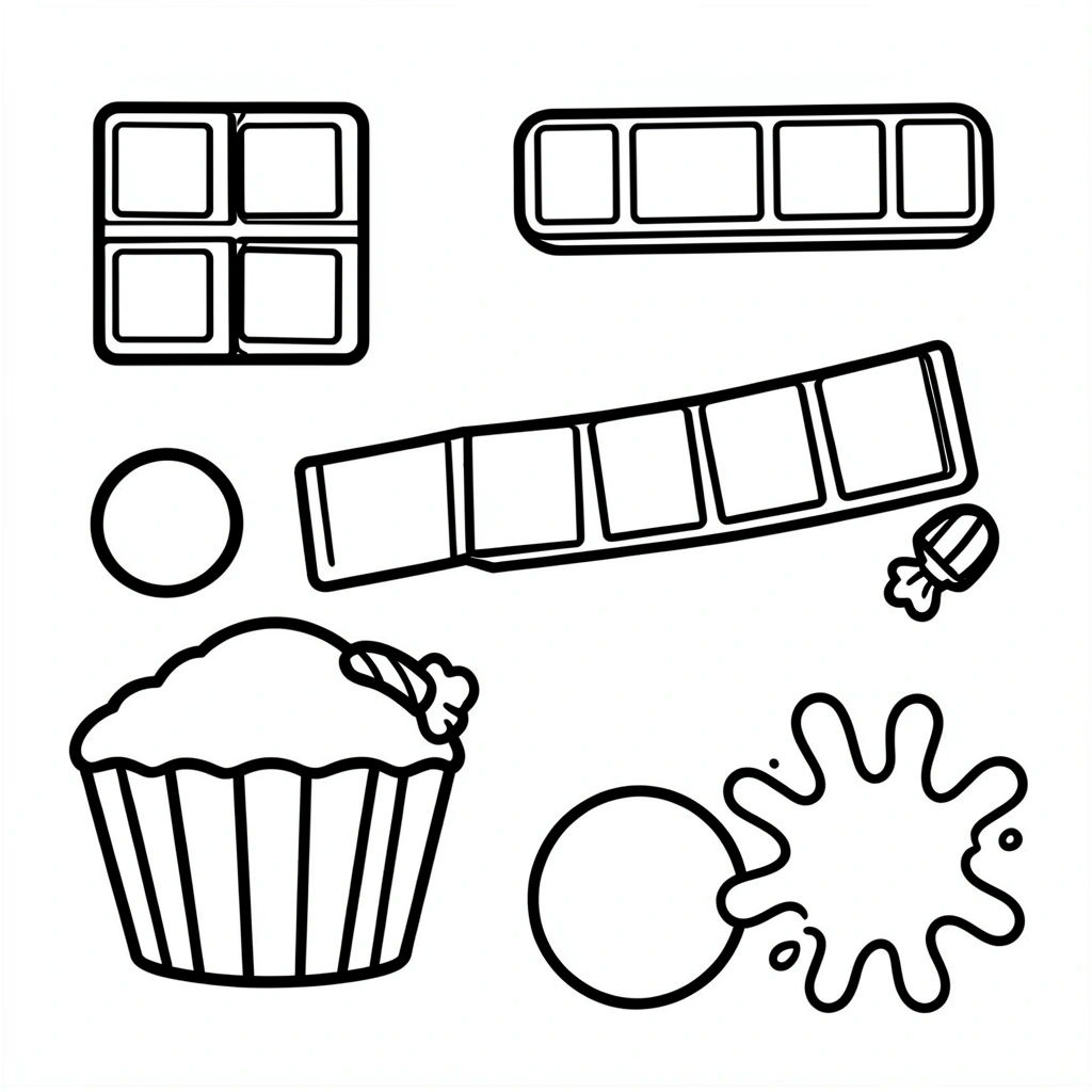 Kolorowanka: Czekoladowe kształty - Kolorowanki - Dzień Czekolady