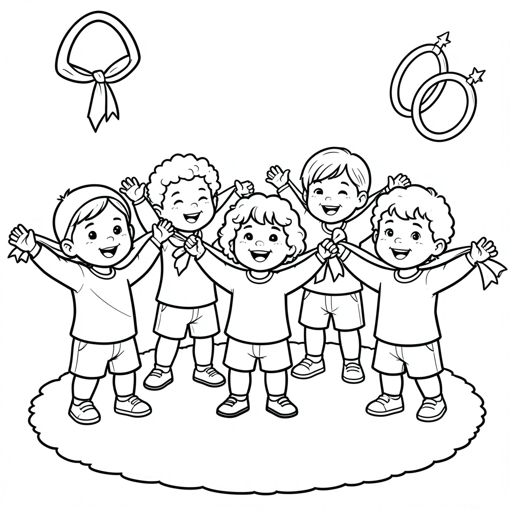 Kolorowanka: Tańczące chusty - Kolorowanki - Dzień Tańca