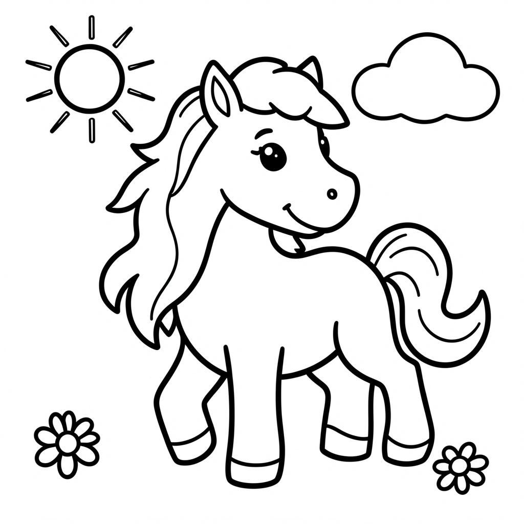 Kolorowanka: Przyjazny koń - Kolorowanki - Dzień Konia