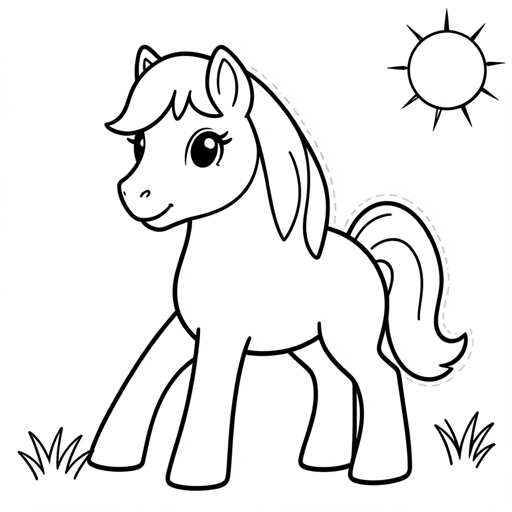Kolorowanka — prosty koń dla 2–3 latków - Kolorowanki - Dzień Konia