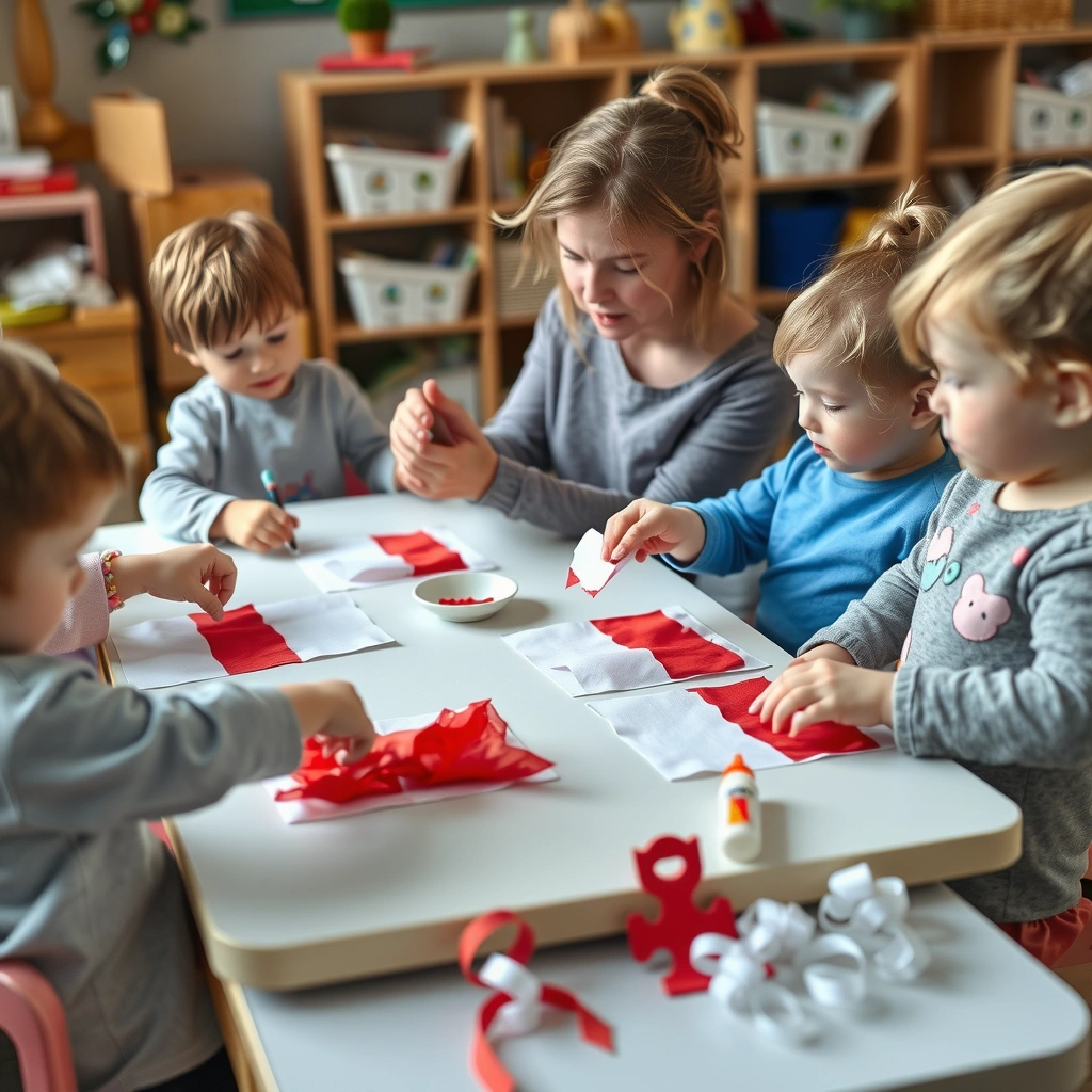 Zdjęcie inspiracyjne: Maluchy tworzą małe flagi - Materiały - Niepodległość