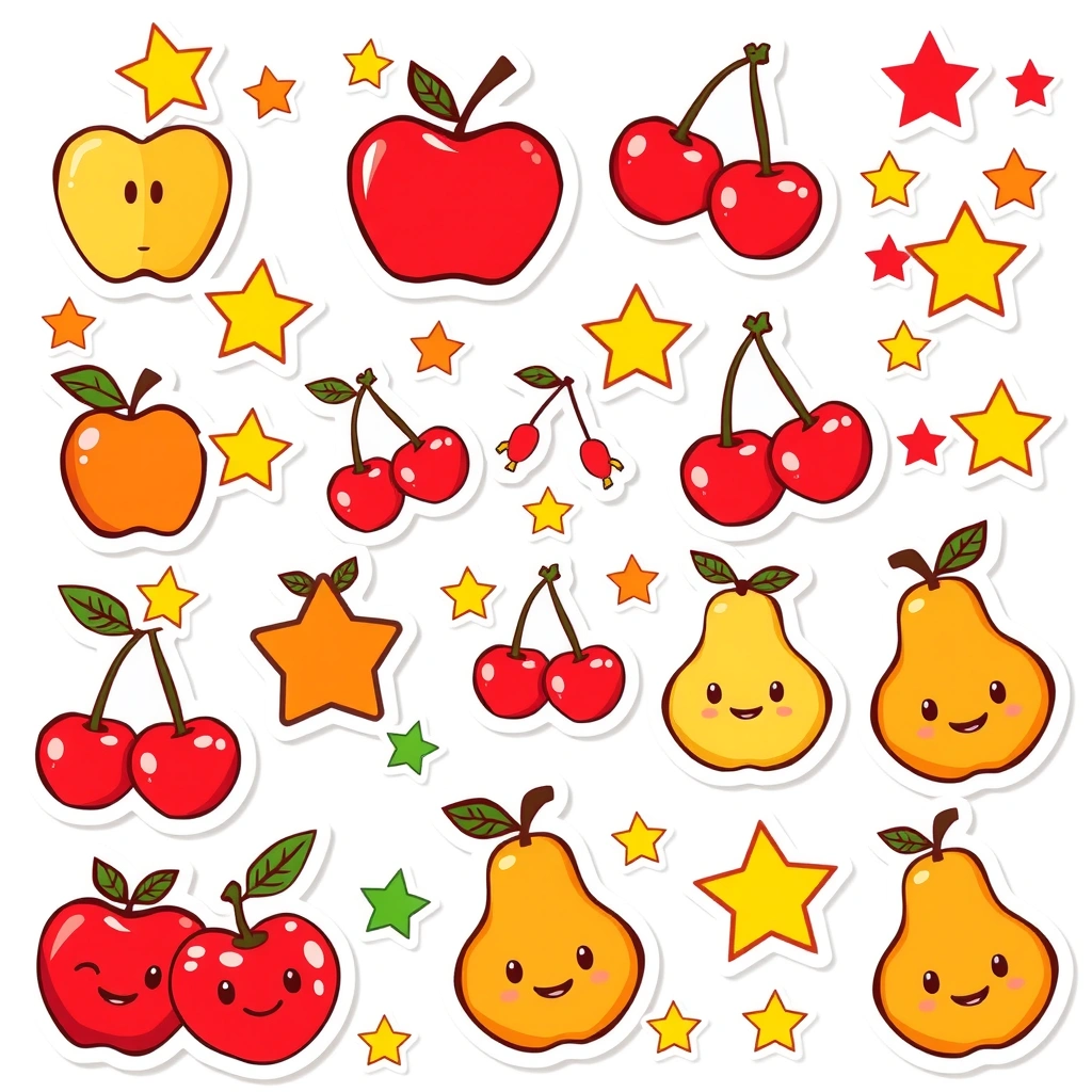 Naklejki dekoracyjne — owoce i gwiazdki - Materiały - Prawa Dziecka