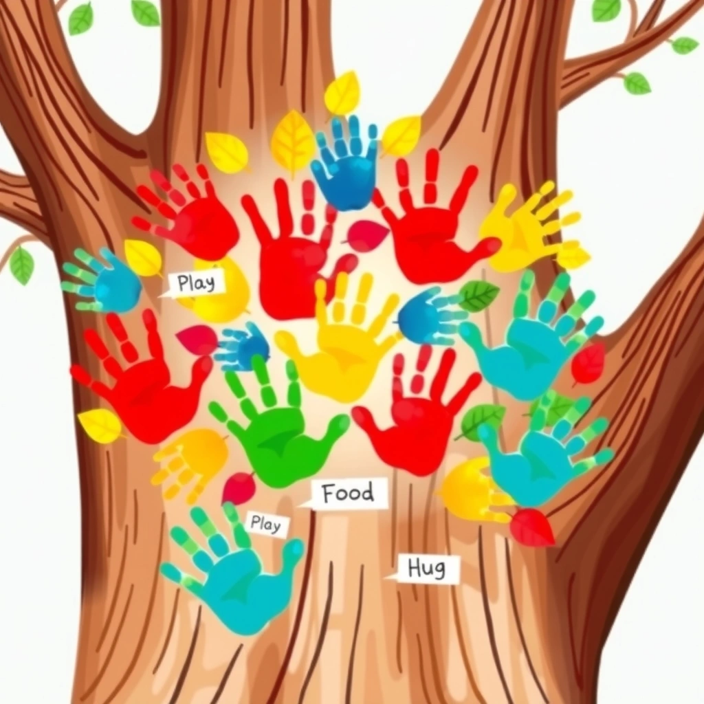 Wzór gotowego plakatu z odciskami dłoni - Materiały - Prawa Dziecka