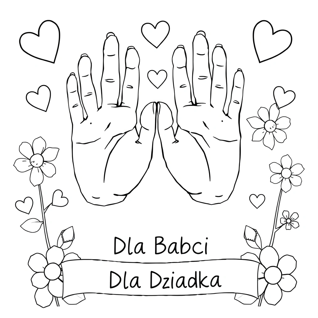 Kolorowanka — odcisk dłoni - Kolorowanki - Dzień Seniora