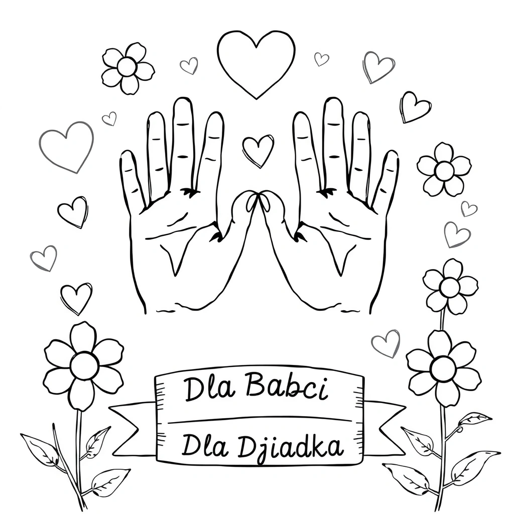 Kolorowanka — odcisk dłoni - Kolorowanki - Dzień Seniora
