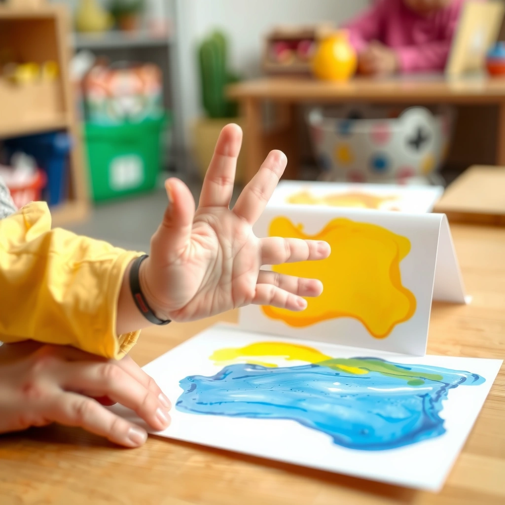 Maluch robi odcisk dłoni (zdjęcie akcje) - Materiały - Dzień Seniora