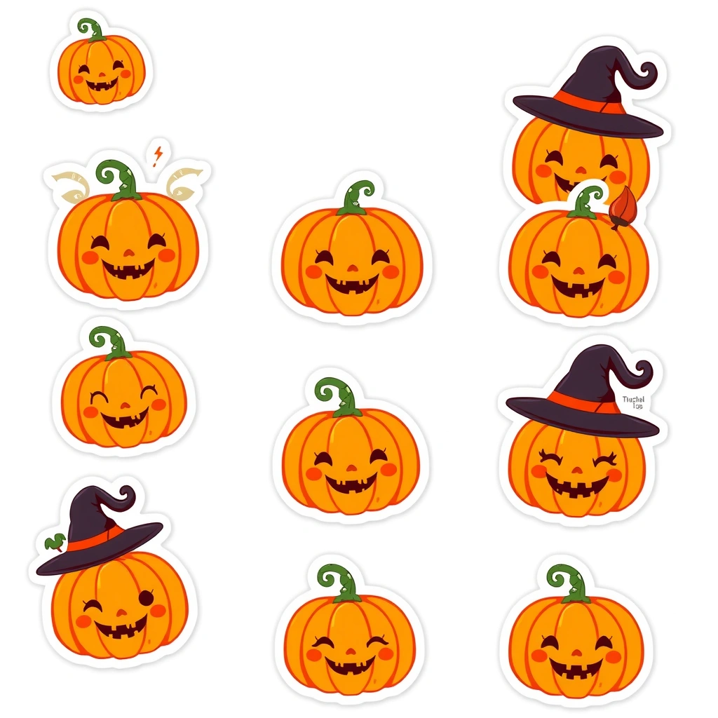 Arkusz naklejek 'mała dynia' - Szablony - Halloween