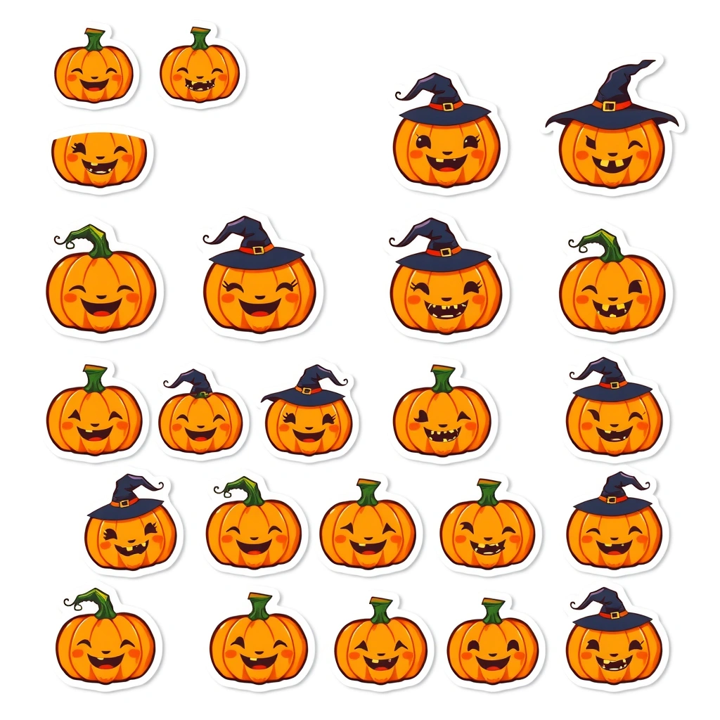 Arkusz naklejek 'mała dynia' - Szablony - Halloween