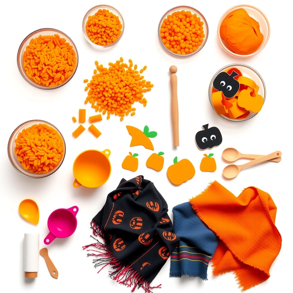 Zestaw materiałów — flat lay - Szablony - Halloween