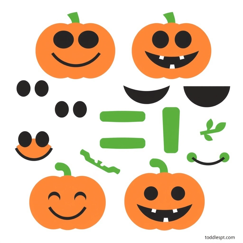 Wycinanki — oczy, uśmiechy i ogonki - Szablony - Dynia