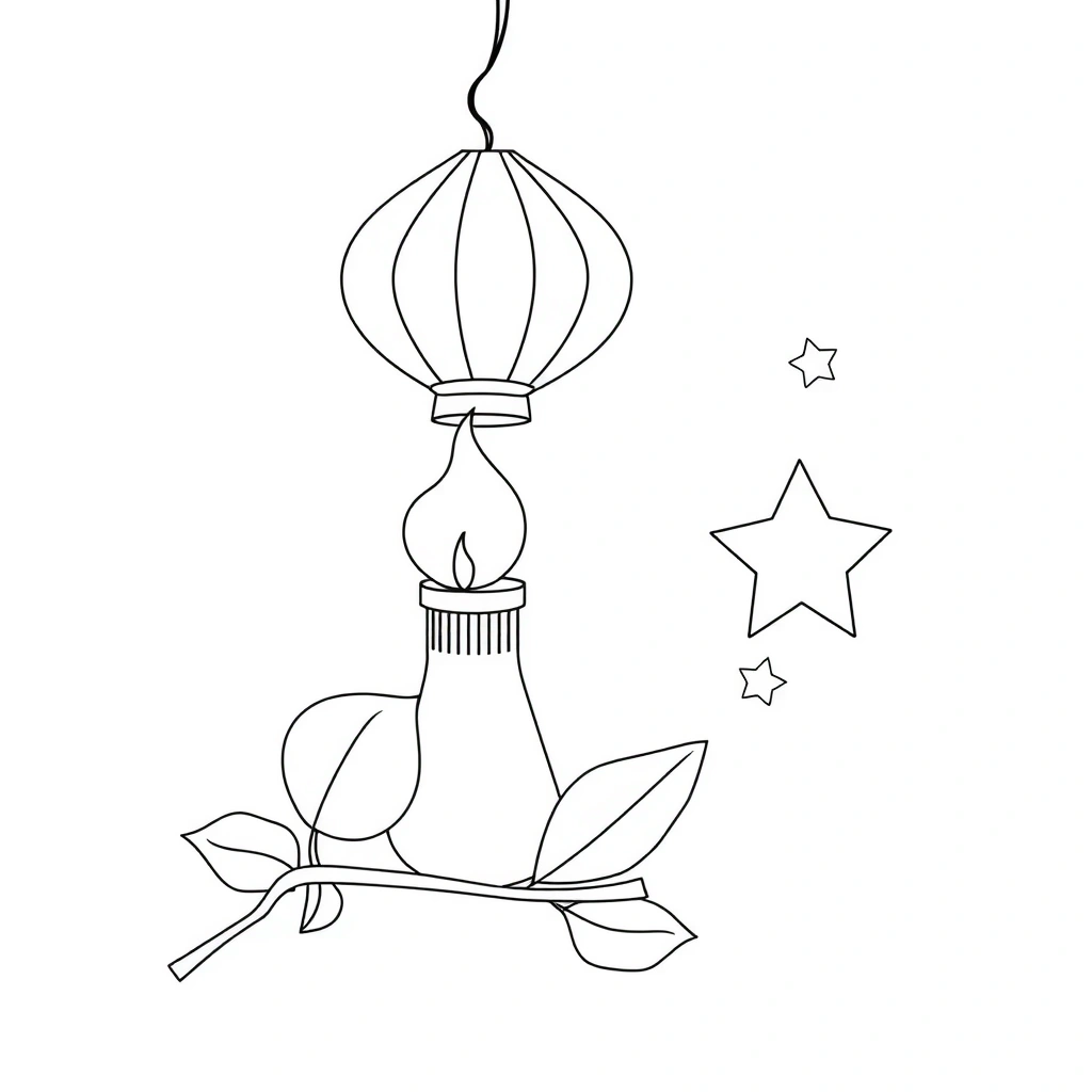 Kolorowanka: lampion i płomyk - Kolorowanki - Wszystkich Świętych